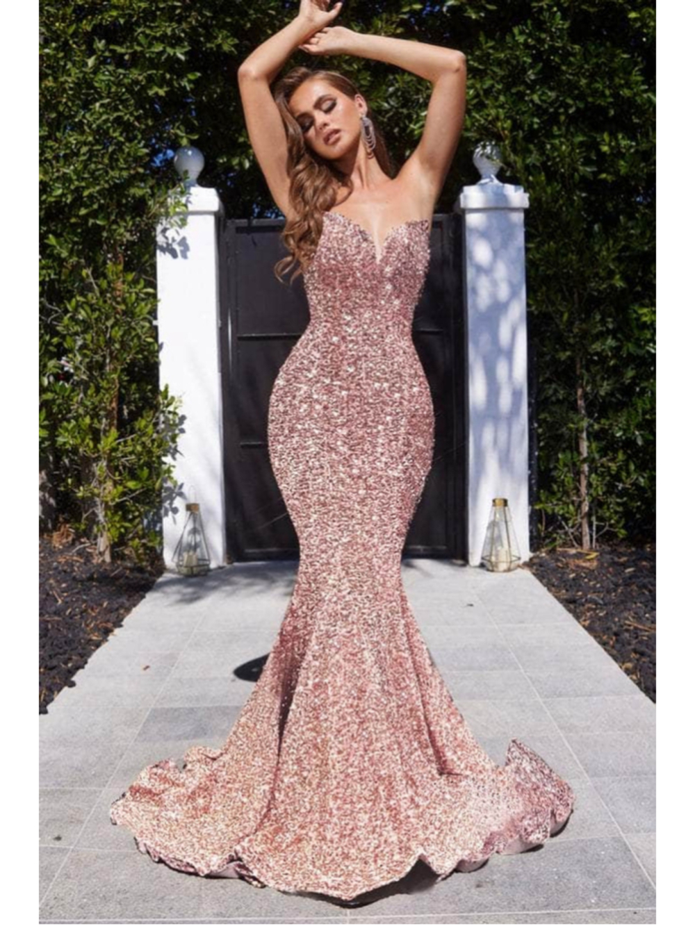 Women's Portia and Scarlet Sequin Mermaid Prom Dress Rose Gold Size 4